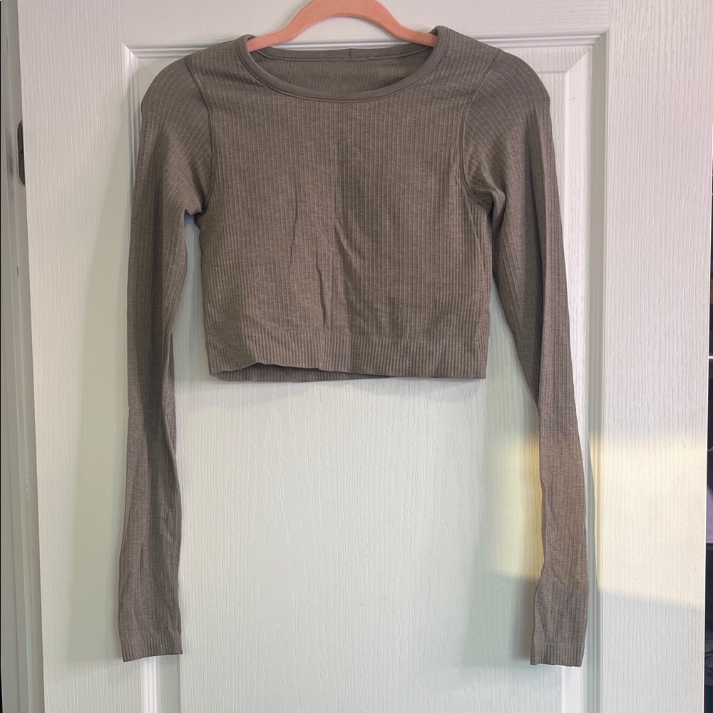 lululemon athletica Olive Long Sleeve Crop Top